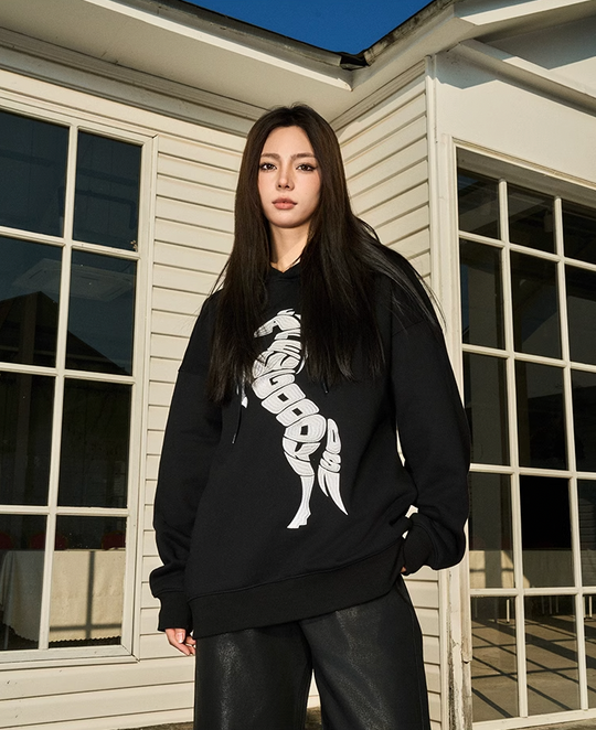 AFGK Morphing Font Horse Printed Embroidery Hoodie