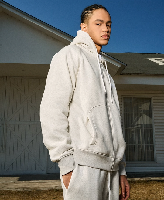 AFGK Basic Small Logo Embroidery Zipper Hoodie