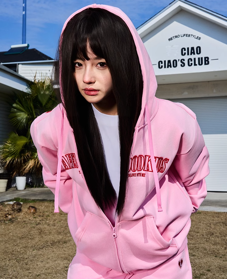 AFGK Big Logo Heart Embroidery Zipper Hoodie