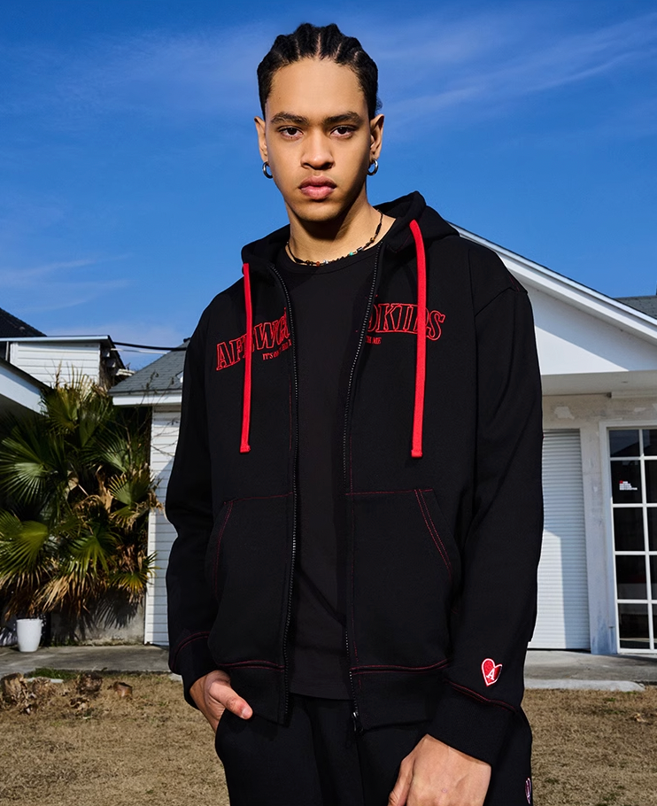 AFGK Big Logo Heart Embroidery Zipper Hoodie