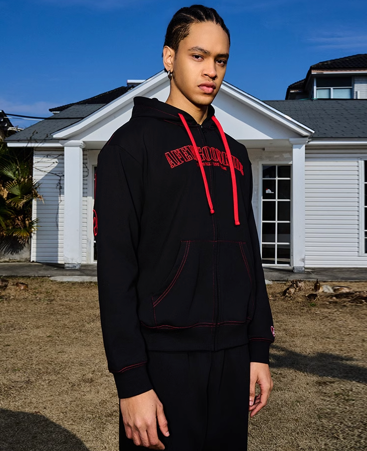 AFGK Big Logo Heart Embroidery Zipper Hoodie