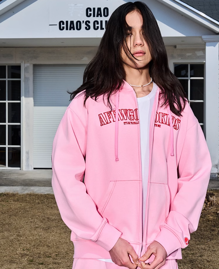AFGK Big Logo Heart Embroidery Zipper Hoodie