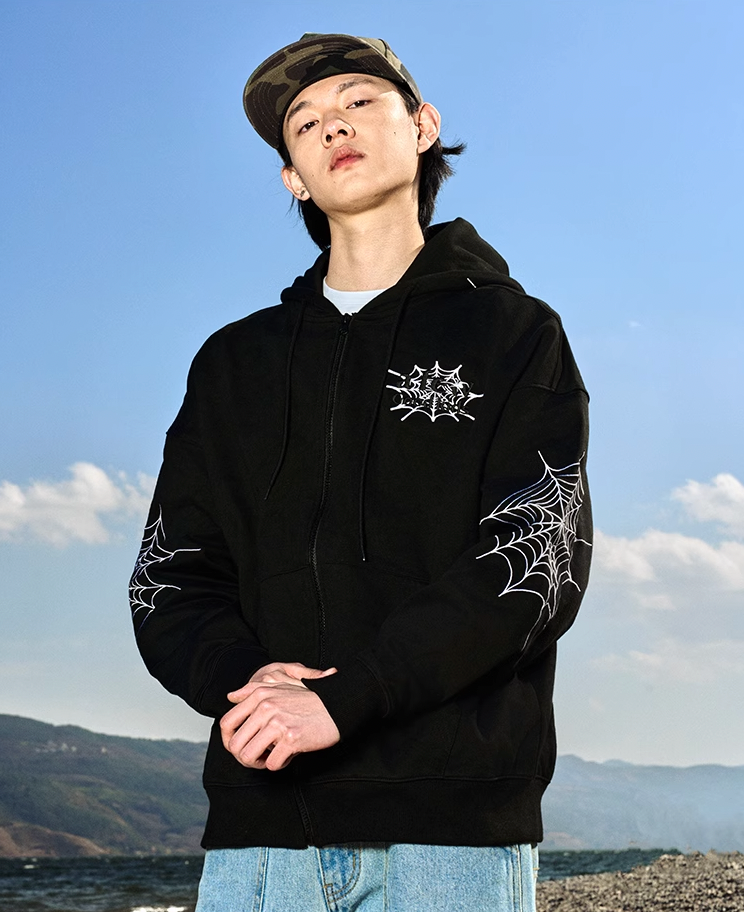 AFGK Spider Web Zipper Hoodie