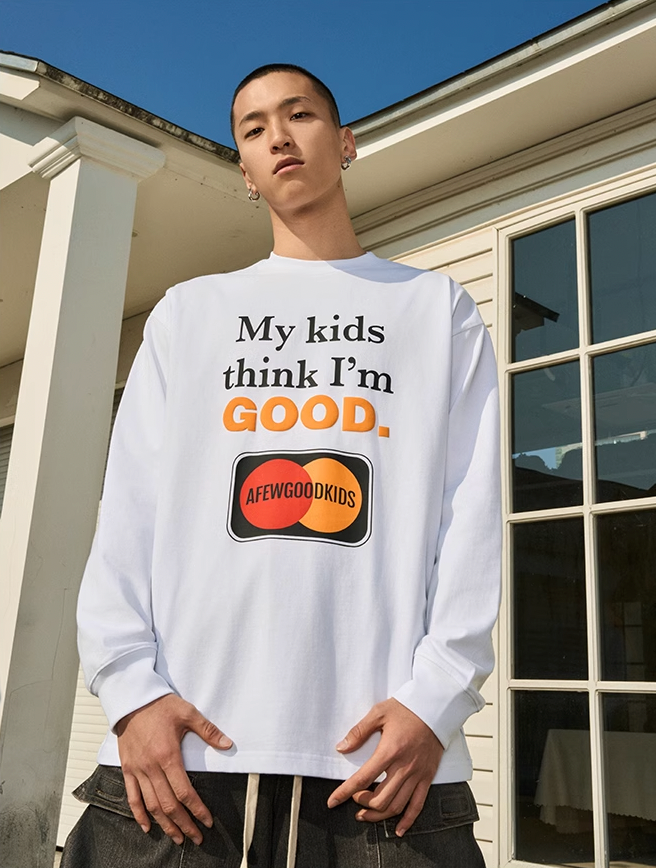 AFGK Slogan Printed Long Sleeve Tee