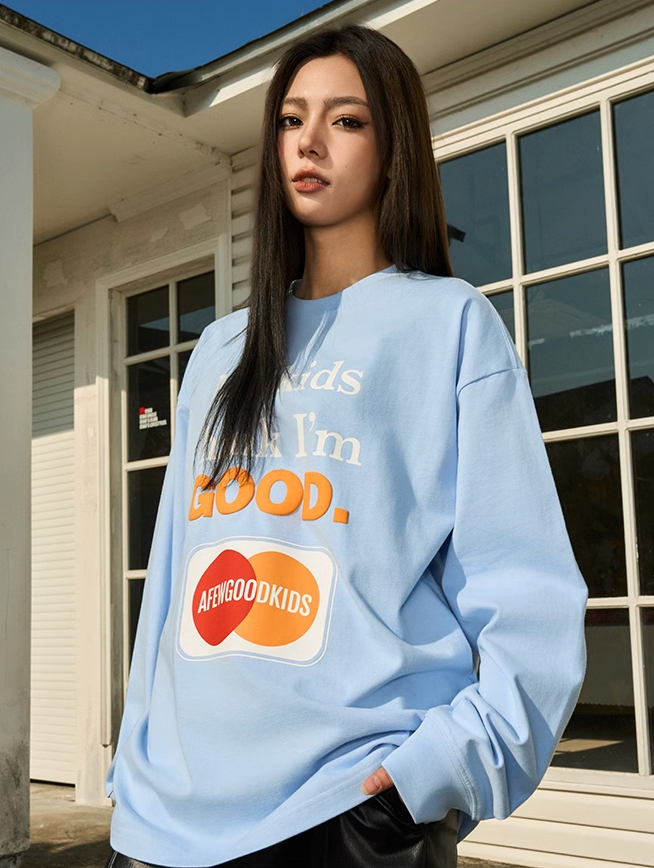 AFGK Slogan Printed Long Sleeve Tee