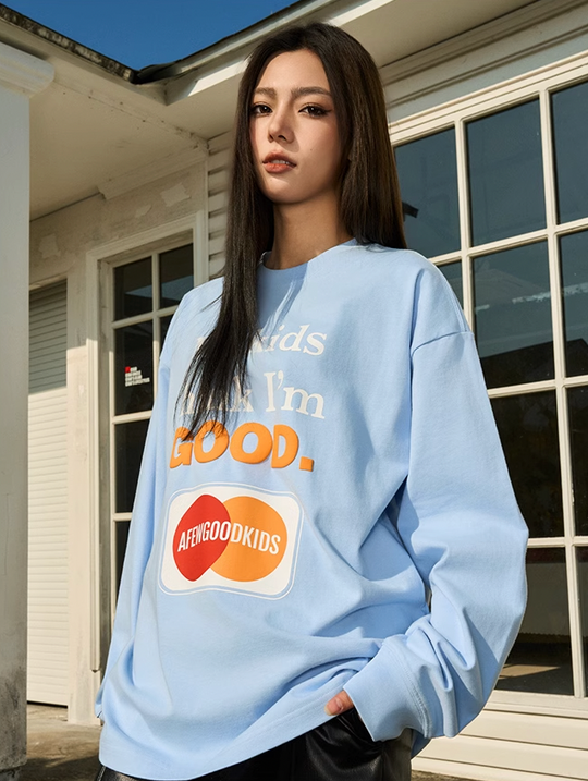 AFGK Slogan Printed Long Sleeve Tee