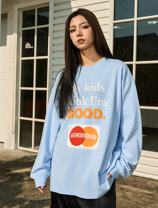 AFGK Slogan Printed Long Sleeve Tee