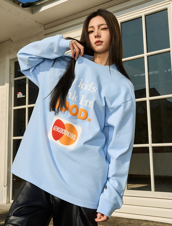 AFGK Slogan Printed Long Sleeve Tee