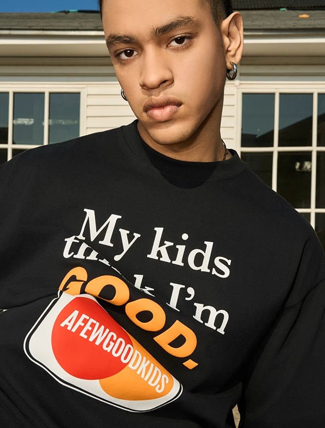 AFGK Slogan Printed Long Sleeve Tee