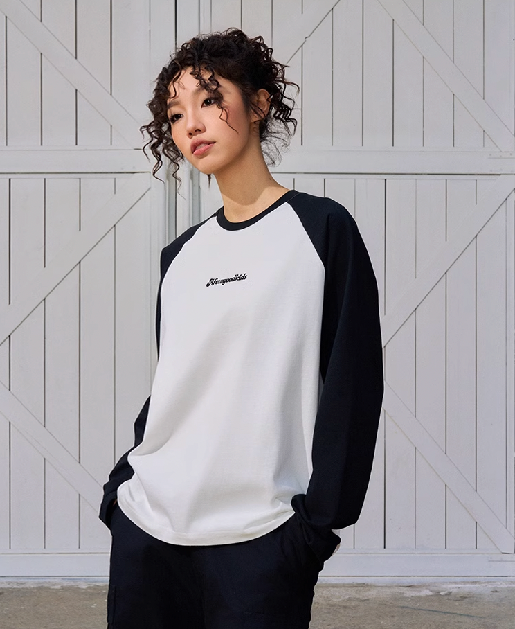 AFGK Logo Printing Raglan Long Sleeved Tee