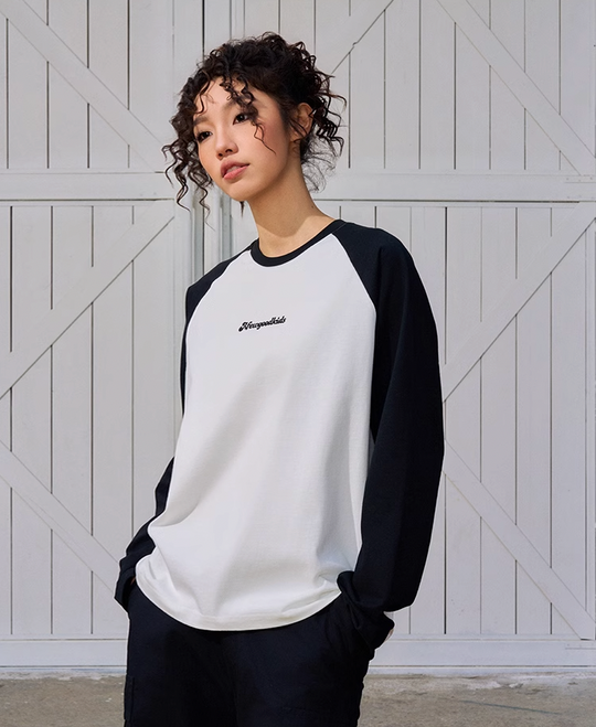 AFGK Logo Printing Raglan Long Sleeved Tee