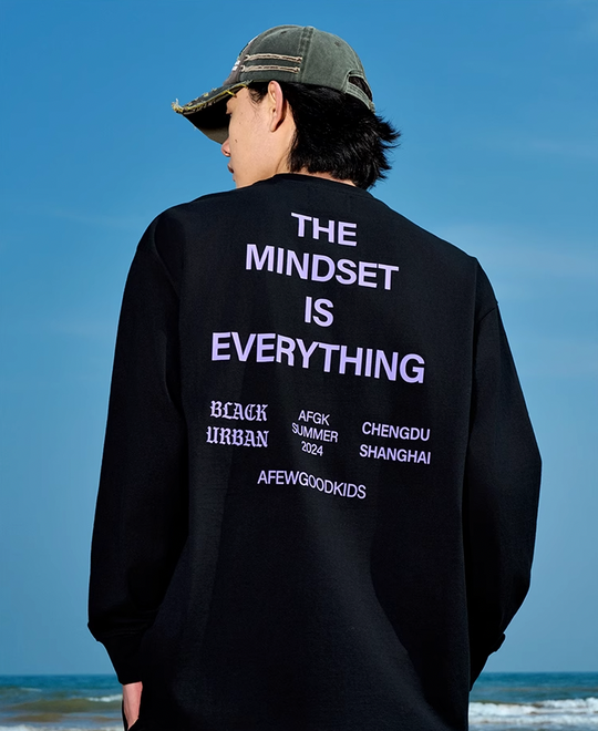 AFGK Mindset Slogan Printed Long Sleeved Tee