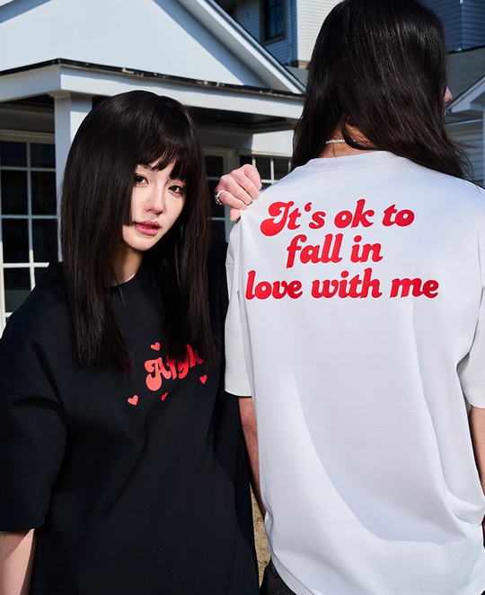 AFGK Love Heart Scattered Confession Slogan Printed Tee