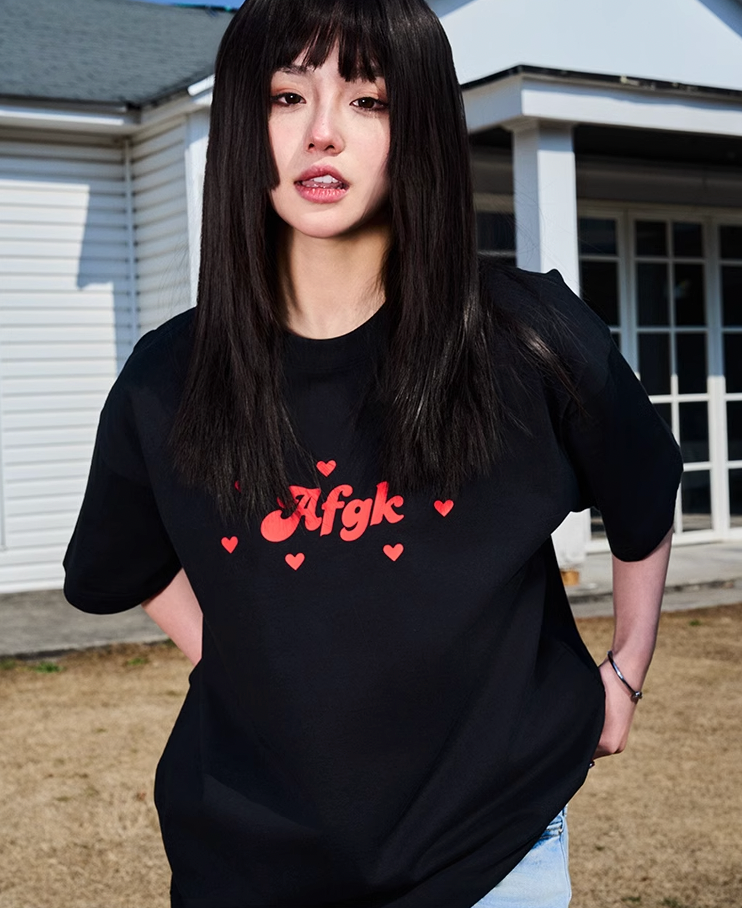 AFGK Love Heart Scattered Confession Slogan Printed Tee