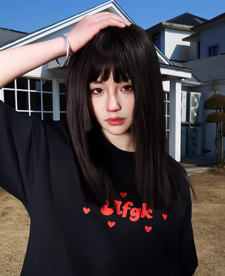 AFGK Love Heart Scattered Confession Slogan Printed Tee