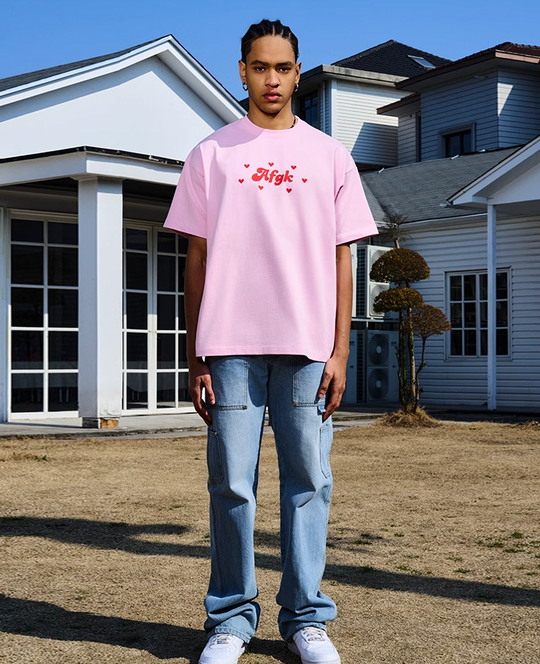 AFGK Love Heart Scattered Confession Slogan Printed Tee