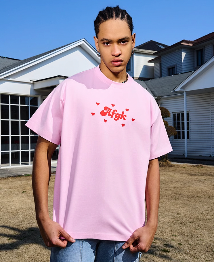 AFGK Love Heart Scattered Confession Slogan Printed Tee