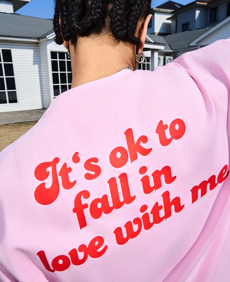 AFGK Love Heart Scattered Confession Slogan Printed Tee