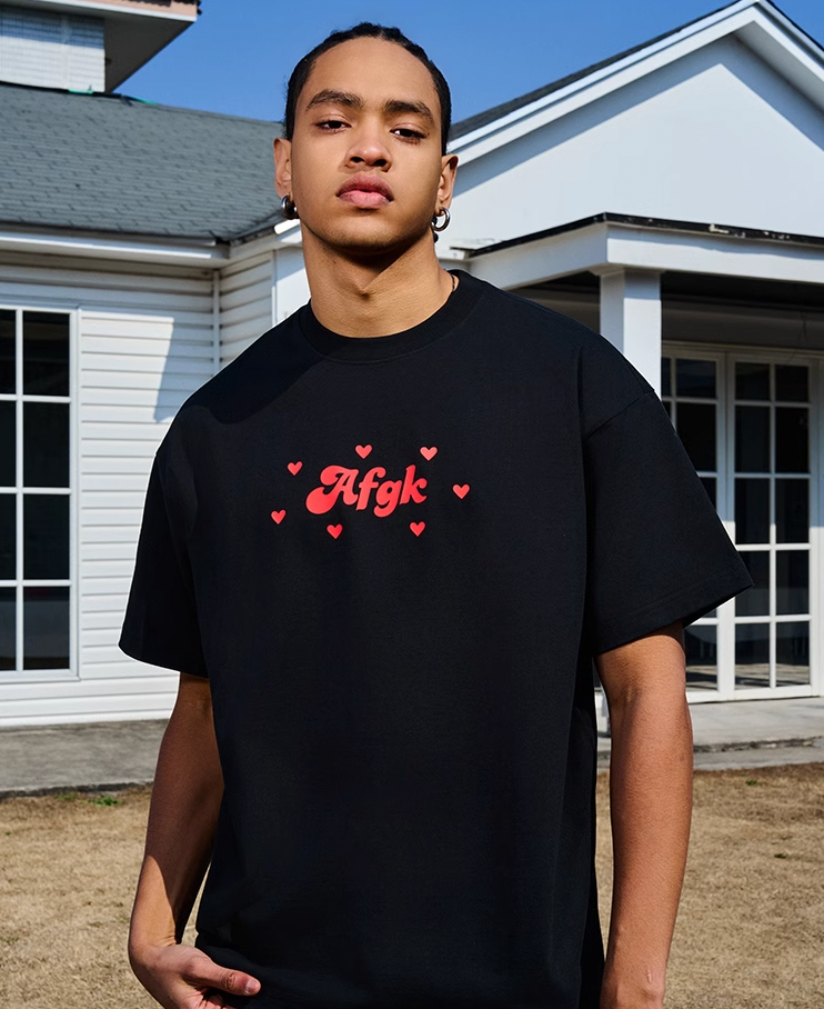 AFGK Love Heart Scattered Confession Slogan Printed Tee