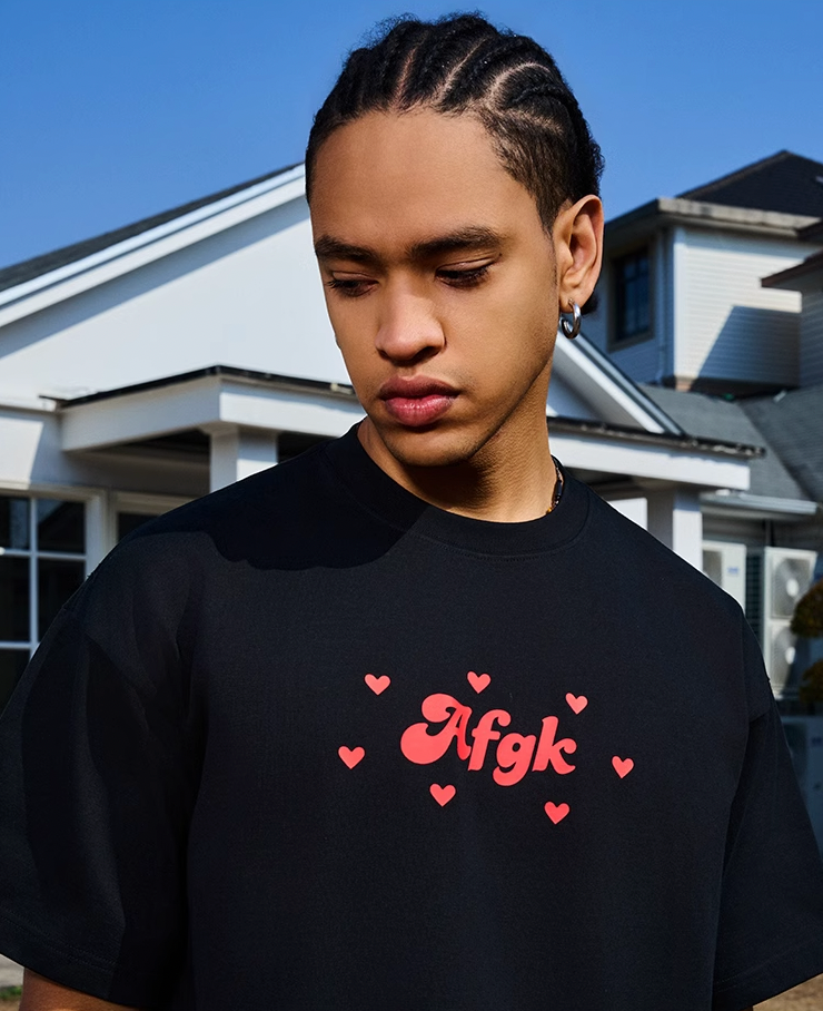 AFGK Love Heart Scattered Confession Slogan Printed Tee