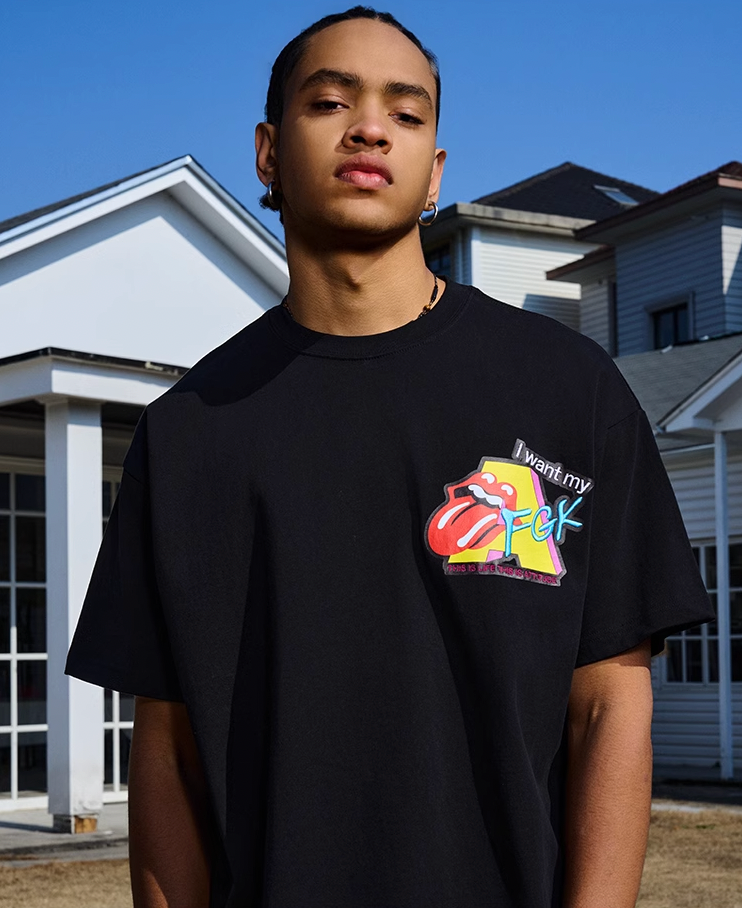 AFGK Spoof Embroidery Logo Print Tee