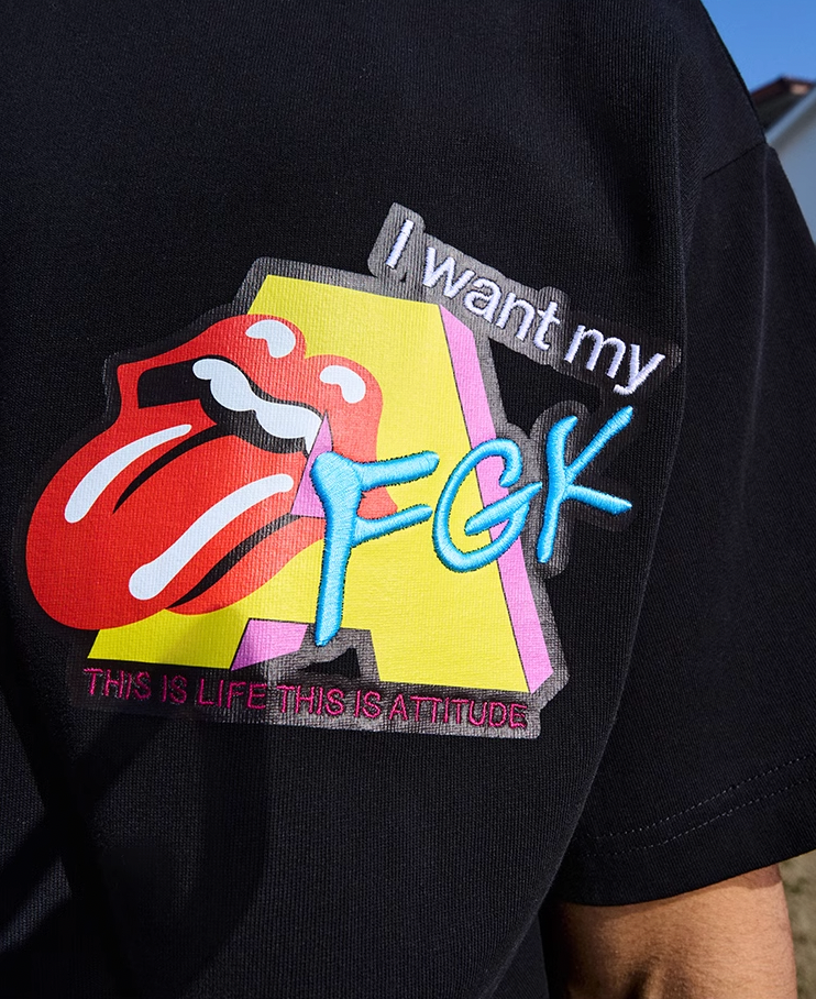 AFGK Spoof Embroidery Logo Print Tee