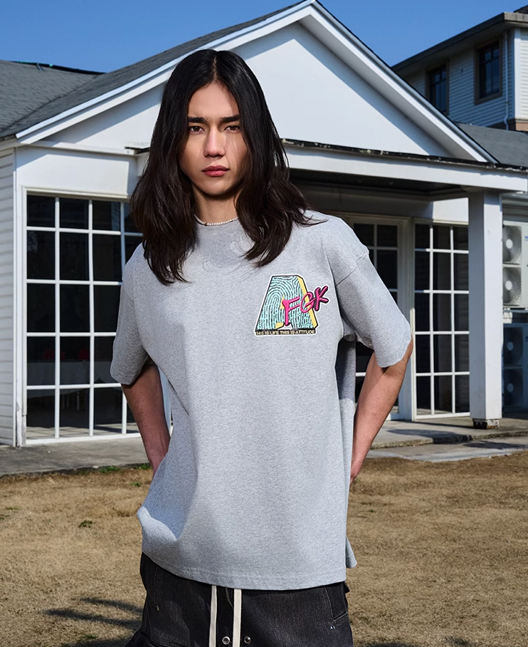 AFGK Spoof Embroidery Logo Print Tee