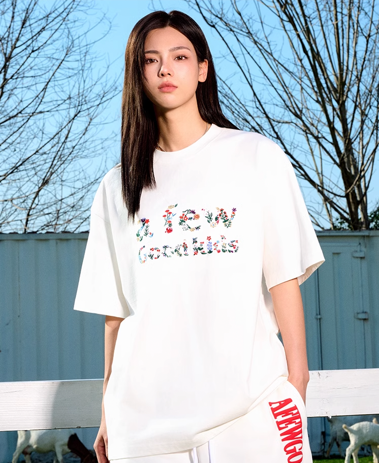 AFGK Floral Letter Embroidery Tee