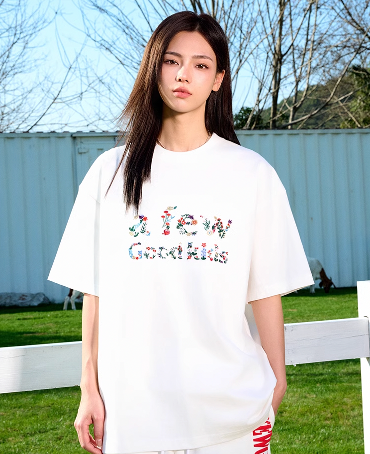 AFGK Floral Letter Embroidery Tee