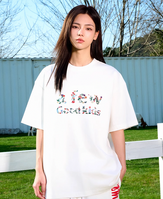 AFGK Floral Letter Embroidery Tee