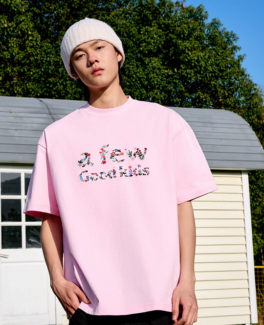 AFGK Floral Letter Embroidery Tee