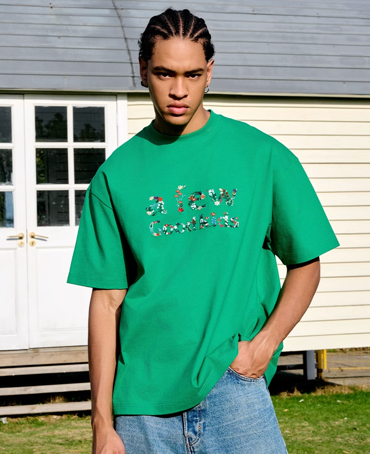 AFGK Floral Letter Embroidery Tee