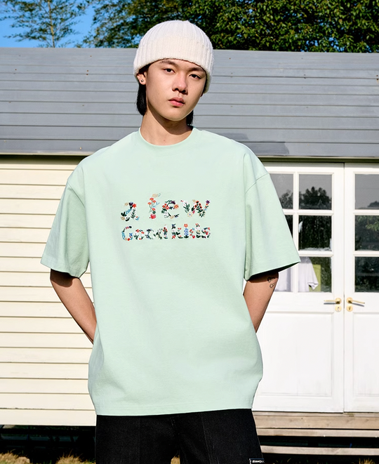 AFGK Floral Letter Embroidery Tee