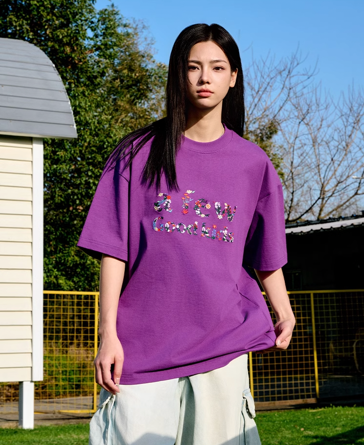AFGK Floral Letter Embroidery Tee