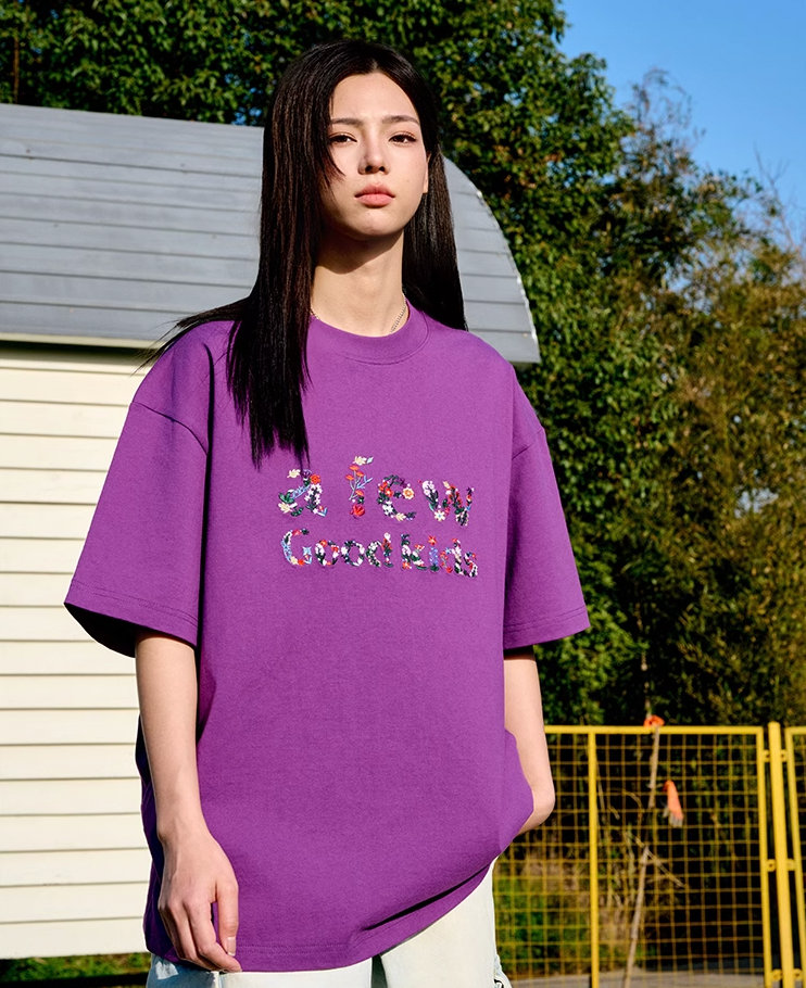 AFGK Floral Letter Embroidery Tee
