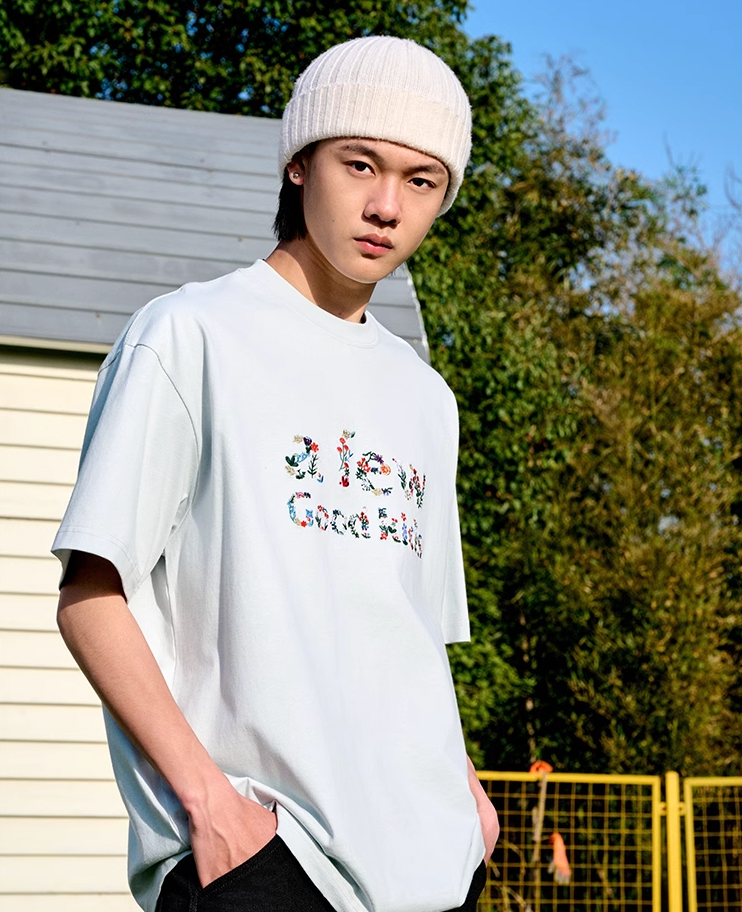 AFGK Floral Letter Embroidery Tee