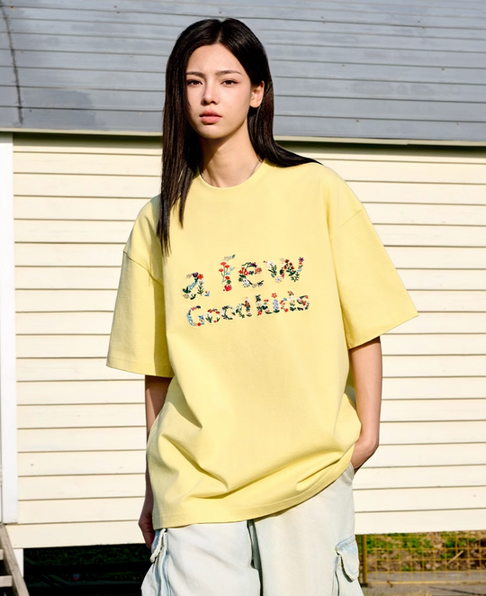 AFGK Floral Letter Embroidery Tee