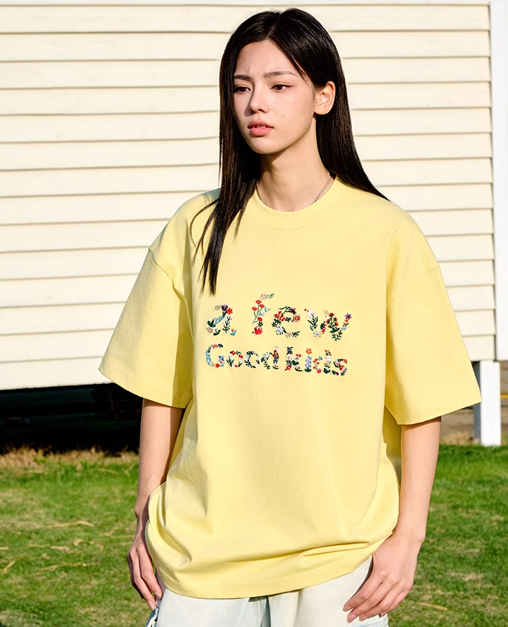AFGK Floral Letter Embroidery Tee