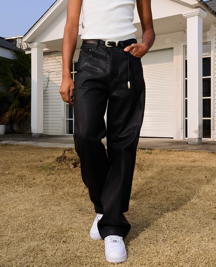 AFGK Brushed Wax Slim Straight Pants