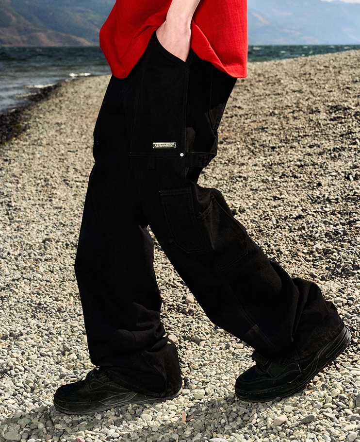 AFGK Rivet Multi Pocket Washed Lumberjack Denim Jeans