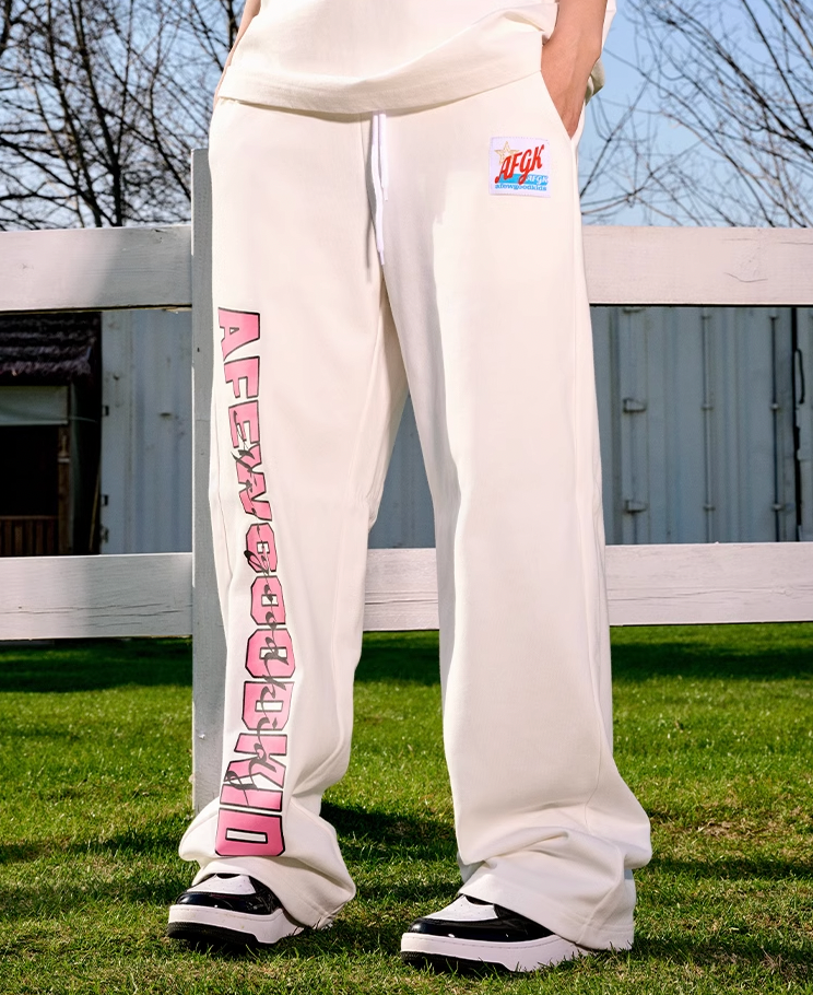 AFGK Double Row Letter Printed Sweat Pants