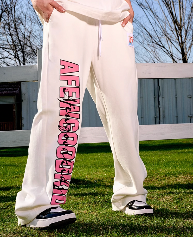 AFGK Double Row Letter Printed Sweat Pants