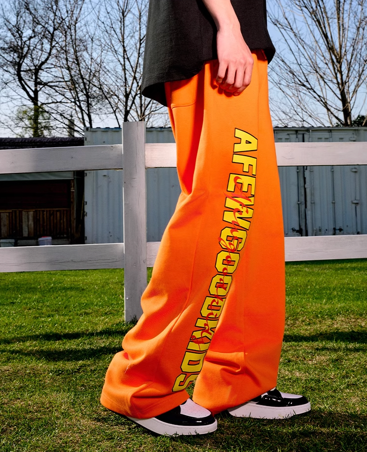 AFGK Double Row Letter Printed Sweat Pants