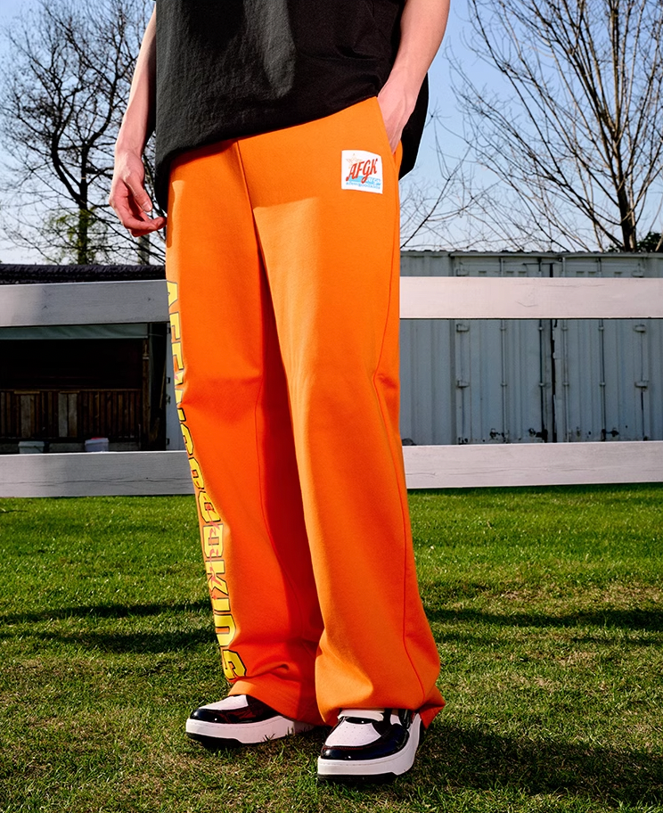 AFGK Double Row Letter Printed Sweat Pants