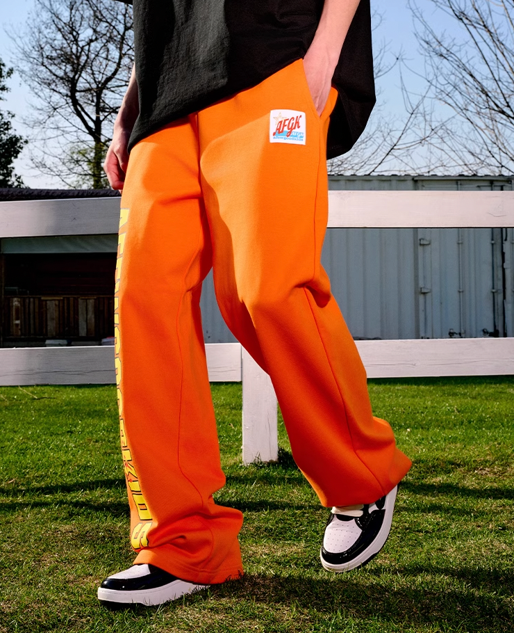 AFGK Double Row Letter Printed Sweat Pants