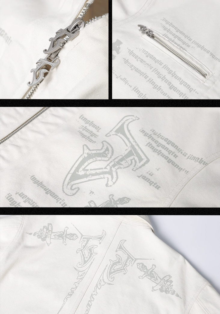 JHYQ Zipper Printed Canvas Work Jacket