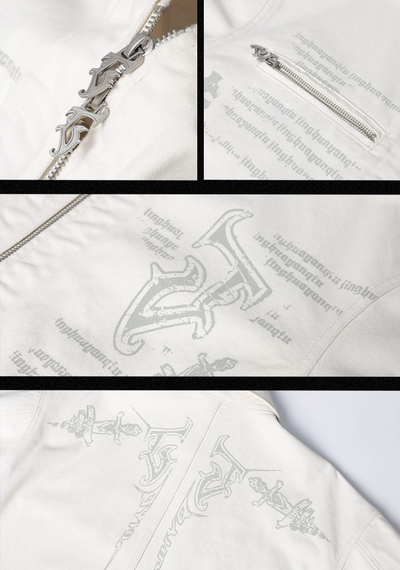 JHYQ Zipper Printed Canvas Work Jacket