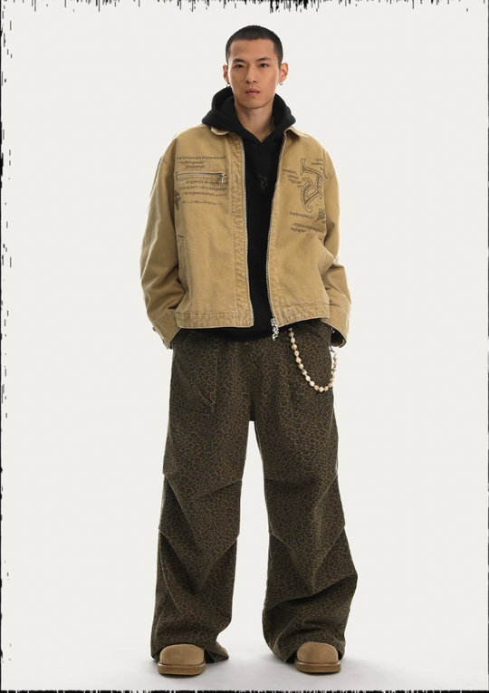 JHYQ Zipper Printed Canvas Work Jacket