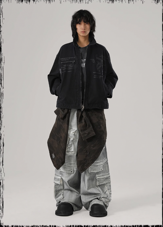 JHYQ Zipper Printed Canvas Work Jacket