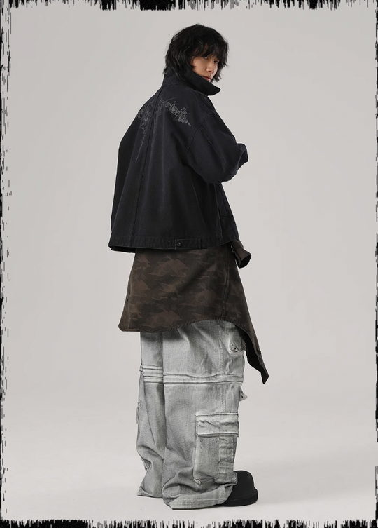 JHYQ Zipper Printed Canvas Work Jacket